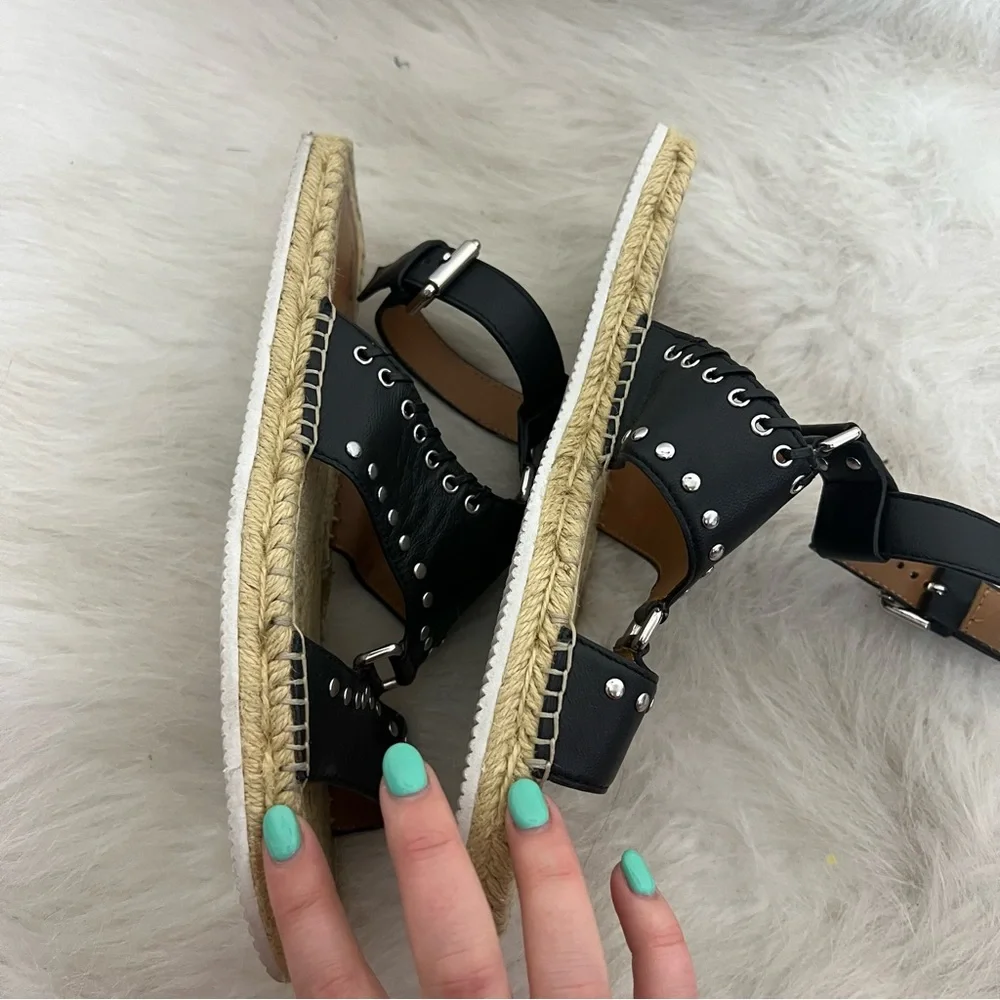 See by Chloe Yuna Espadrille Woven Studded Leather Sandals - Picture 8 of 11